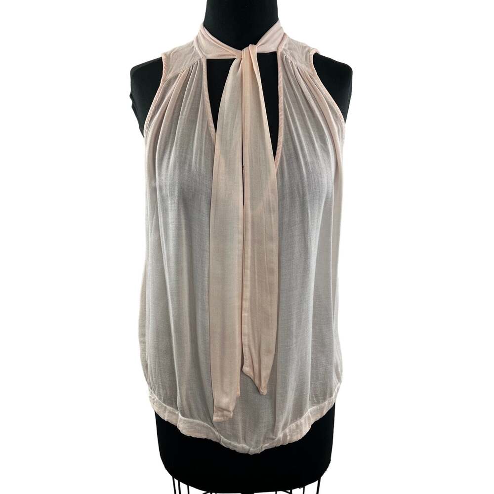 FREE PEOPLE Sleeveless Tie Front Top Blouse Peach Sleeveless V-Neck Size S